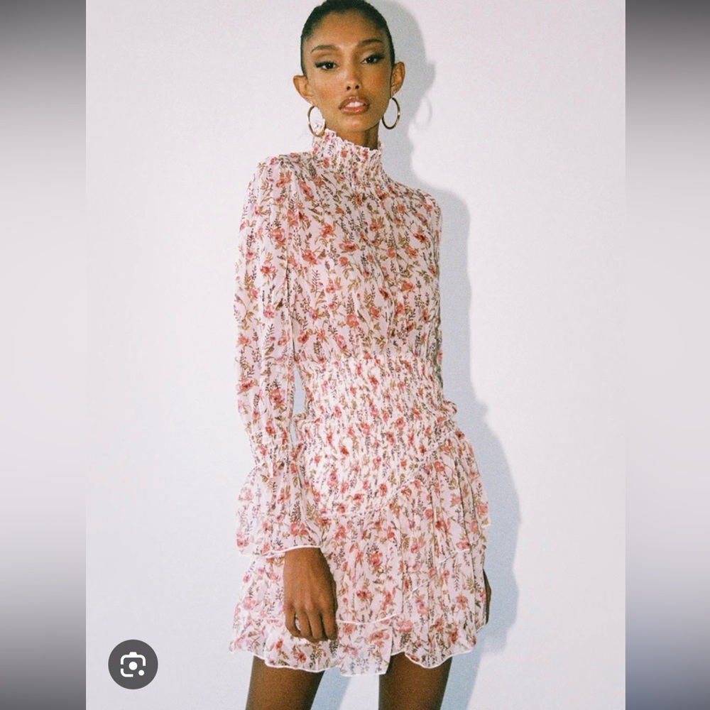 Floral Print High Neck Dress